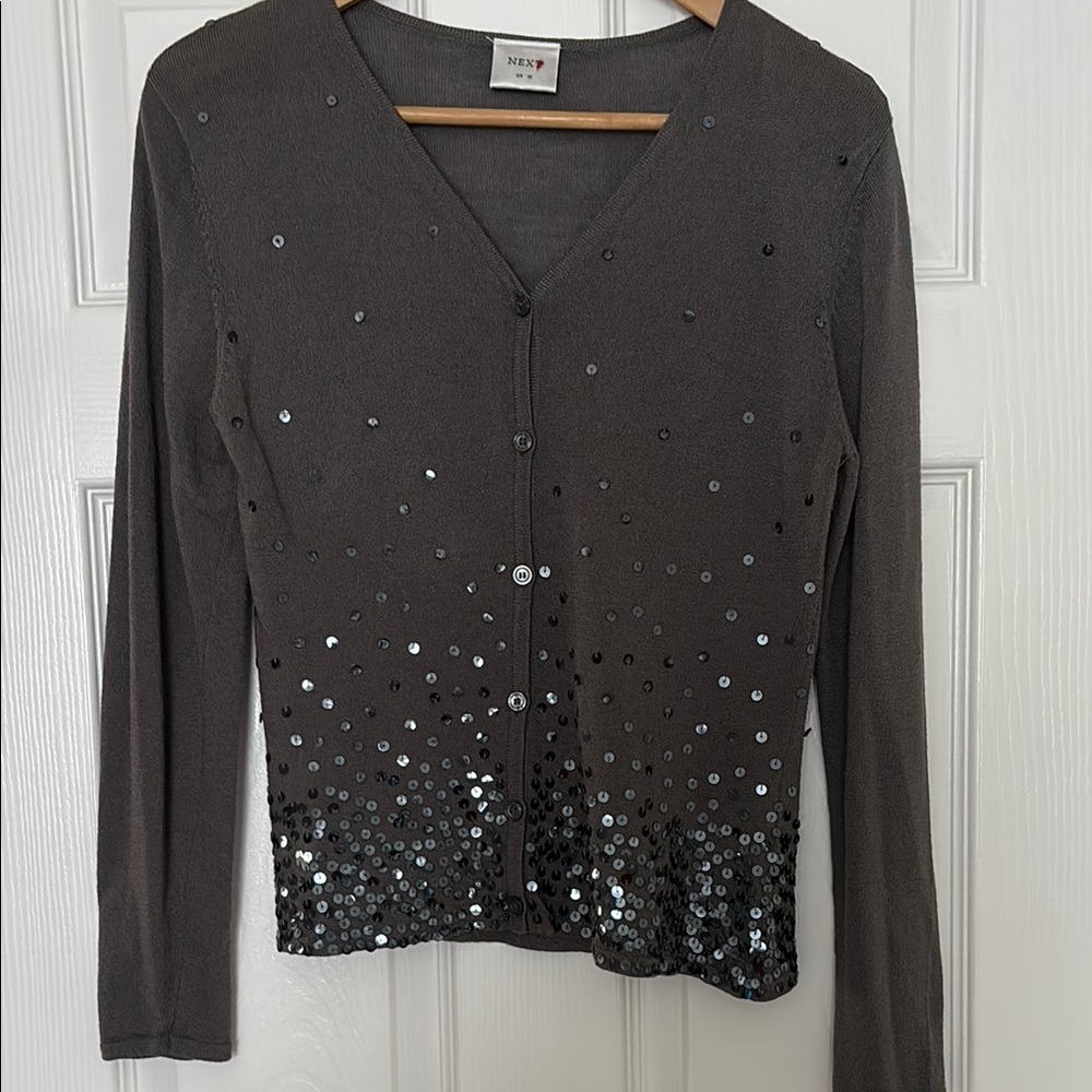 Next Gray Sequin Fitted top